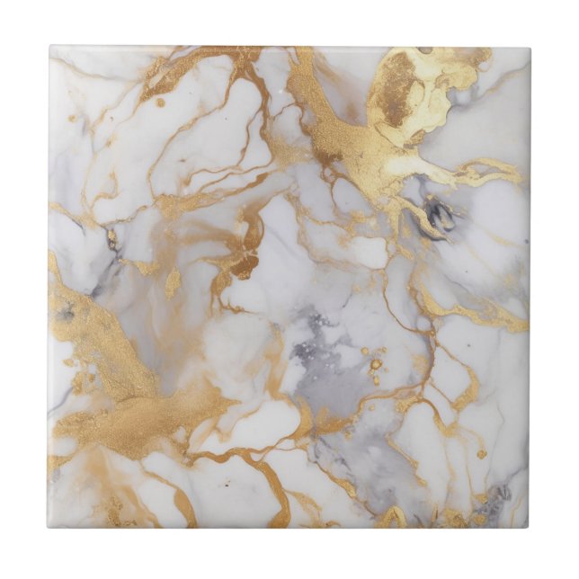 Carreau Style luxueux, marbre blanc et or (Devant)