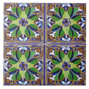 Carreau Style marocain Simulé Mosaïque bleu et vert