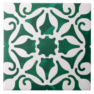 Carreau Style Méditerranéen Décor Vert