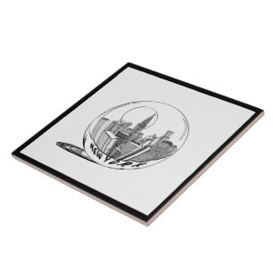 Carreau Style moderne New York Sity en Ball Black White