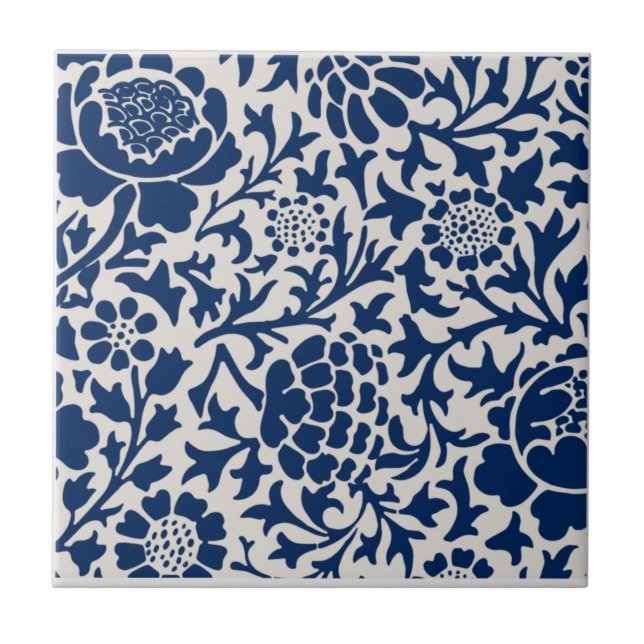 Carreau Style Motif européen de chardon bleu (Devant)