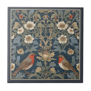 Carreau Style Robin Bird Couple William Morris
