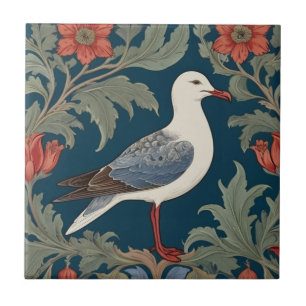 Carreau Style Seagull William Morris Mer droite Oiseau mar
