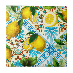 Carreau  style sicilien, art d'été, citrons  