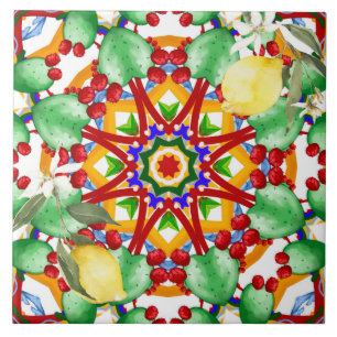 Carreau style sicilien, citrons, majolica