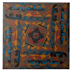 Carreau Style Sud-Ouest Motif Abstrait Jagged Design