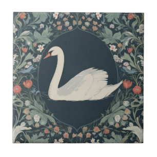 Carreau Style Swan William Morris Face gauche Floral