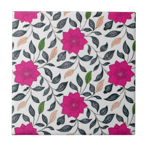 Carreau Style vintage Chine rose Pavot motif floral