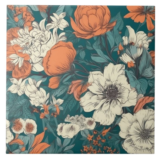 Carreau style vintage continu joli floral (Devant)