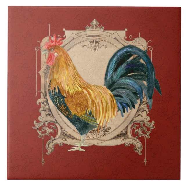 Carreau Style vintage Pays Français Rustique Barne Rooster (Devant)