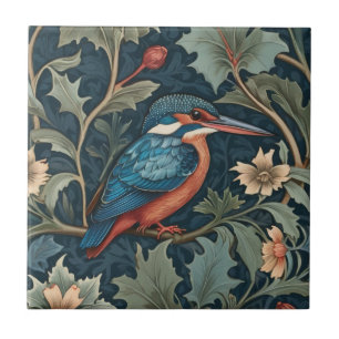 Carreau Style William Morris Face droite Kingfisher Bird