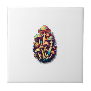 Carreau Stylized Mushroom Cluster with Colorful Caps on Vi