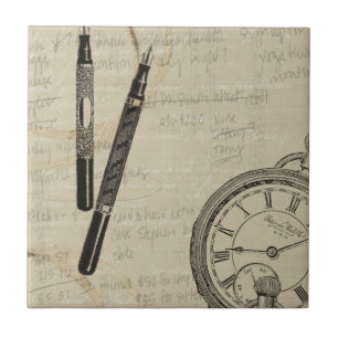 Carreau Stylos de fontaine et Watchface avec des notes
