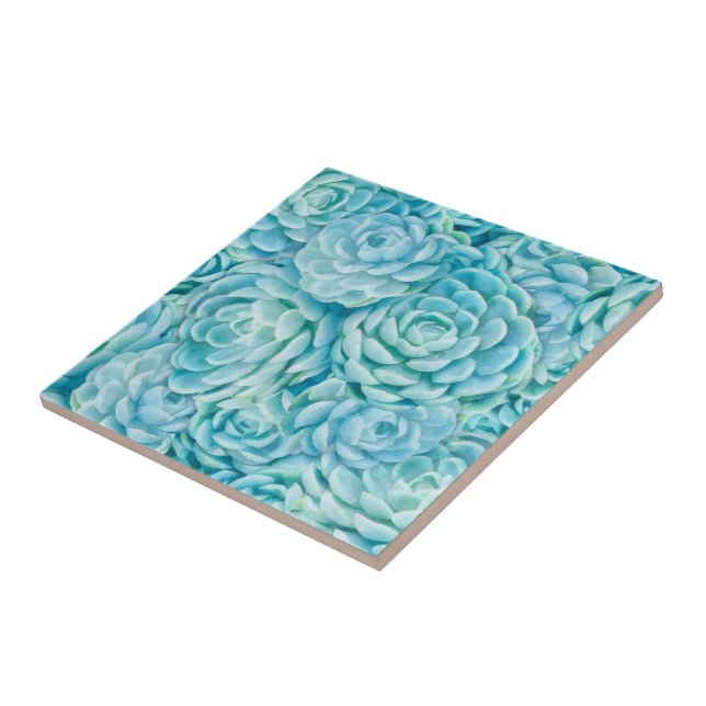 Carreau Succulents bleus (Côté)