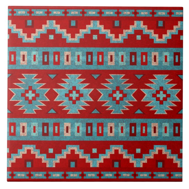 Carreau Sud-Ouest Mesas Turquoise & Rouge (Devant)