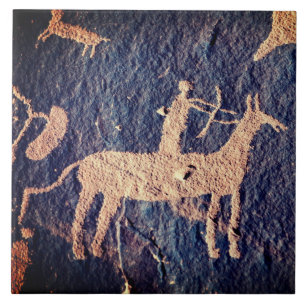 Carreau Sud-ouest Petroglyph Amérindien à cheval
