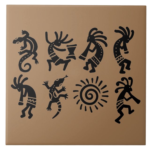 Carreau Sud-ouest Petroglyph Kokopelli Brown (Devant)