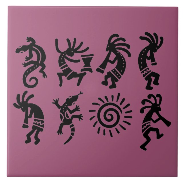 Carreau Sud-ouest Petroglyph Kokopelli Magenta (Devant)