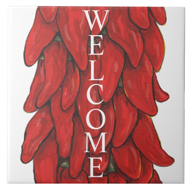 Carreau Sud-Ouest Red Chili Pepper Ristra Welcome Middle (Devant)