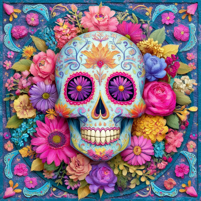 Carreau Sugar Skull Calavera Day Of The Dead Ceramic Tile (Créateur téléchargé)
