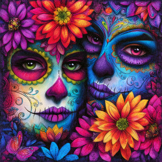 Carreau Sugar Skull Girls Day Of The Dead