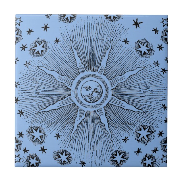 Carreau Sun Stars Antique Nuit Ciel Médiéval Zodiac (Devant)