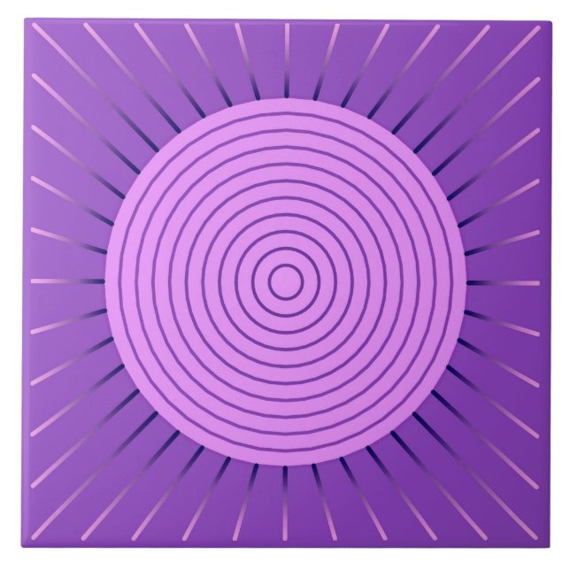 Carreau Sunburst géométrique moderne - Amethyst Purple (Devant)