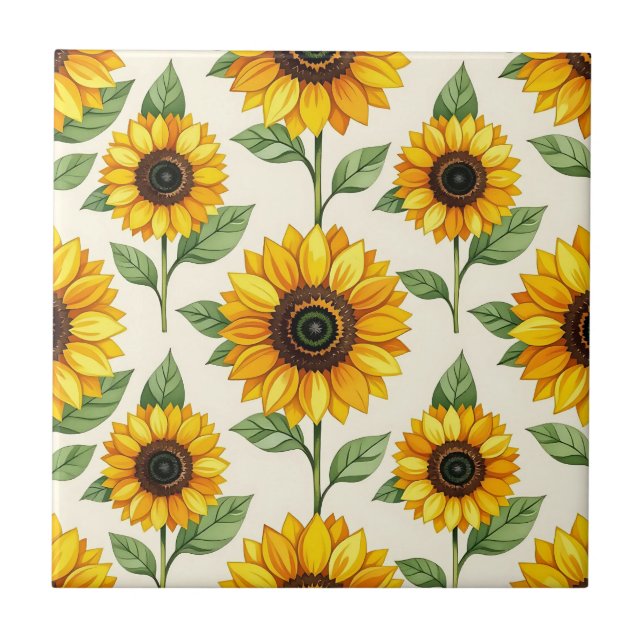 Carreau Sunflower Floral Seamless Pattern Bright Yellow (Devant)