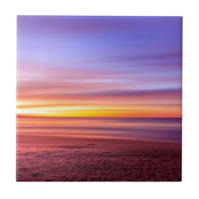 Carreau Sunset Sky sur la plage et la mer (Devant)