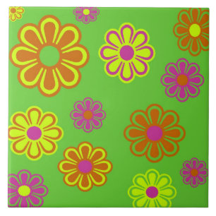 Carreau super mod pop fleurs orange violet