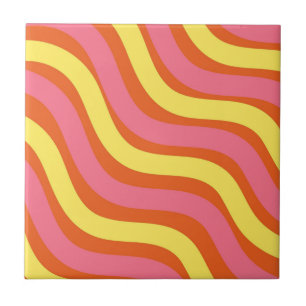 Carreau Super Orange Jaune rose Vif Stripe Moderne Accueil
