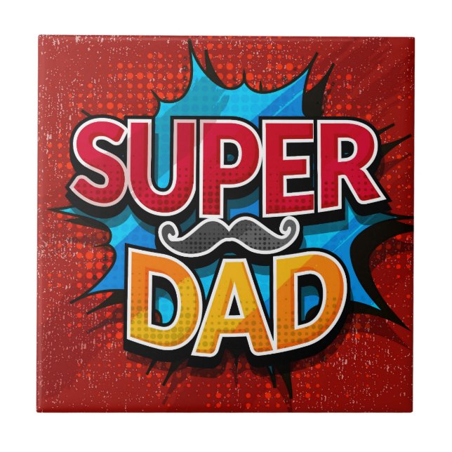 Carreau Super Papa Mustache Grunge moderne (Devant)