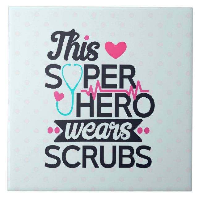 Carreau Superbe infirmière Superhero dire la typographie (Devant)
