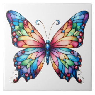 Carreau Superbe Luminosité de papillon en verre coloré