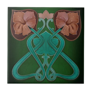 Carreau Superbe reproduction florale Art Nouveau