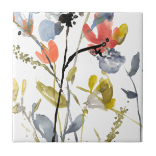 Carreau Superposition de fleurs - Aquarelle Fleurs et tige