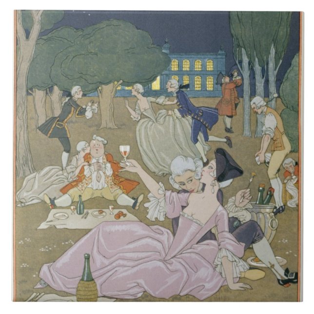 Carreau Sur la pelouse, illustration pour des "fêtes (Devant)