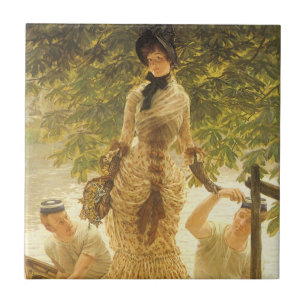 Carreau Sur la Tamise par James Tissot, réalisme Vintage