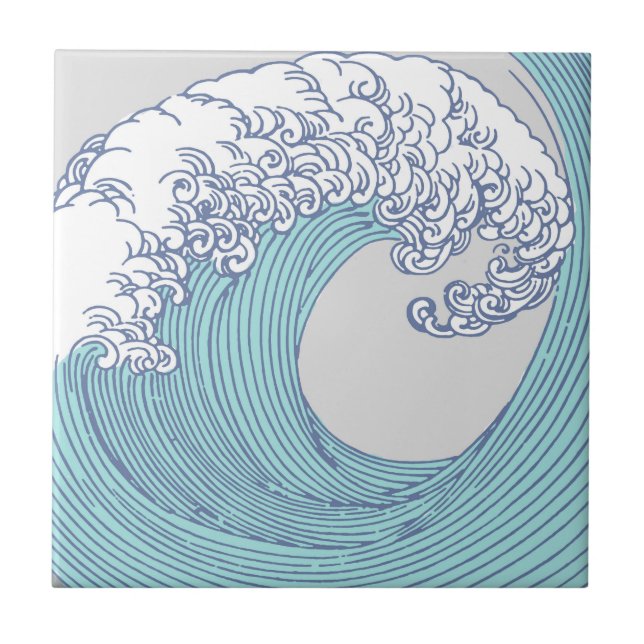 Carreau Surf asiatique japonais Vague Art Ocean Art (Devant)