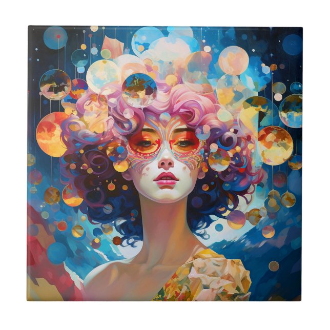Carreau Surreal Lady Imaginaire Art (Devant)