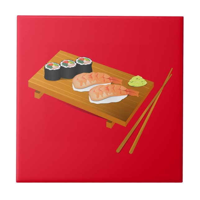 Carreau Sushi cuisine japonaise mignonne (Devant)