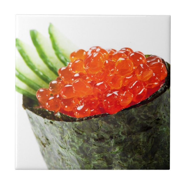 Carreau Sushi d'Ikura (oeufs de poisson saumonés) Gunkan (Devant)
