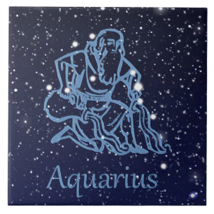 Carreau Symbole Aquarius Constellation et Zodiaque avec ét