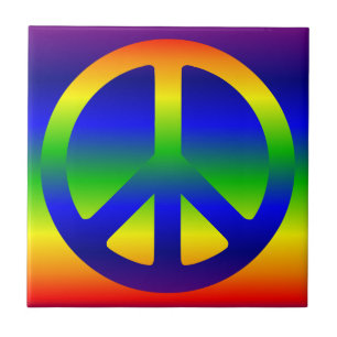 Carreau Symbole de paix arc-en-ciel funky