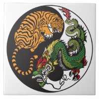 symbole du dragon et du tigre yin yang
