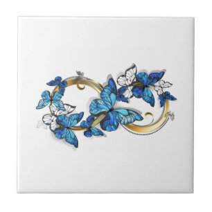 Carreau Symbole infini de papillons Morpho bleus