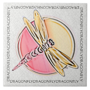 Carreau Symbole libellule rose