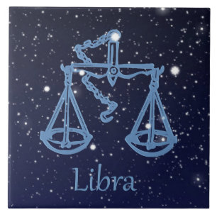 Carreau Symbole Libra Constellation et Zodiac avec étoiles