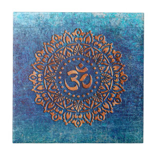 Carreau Symbole Ohm couleur cuivre Mandala sur arrière - p