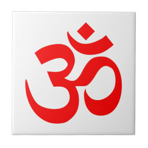 Carreau Symbole Om rouge